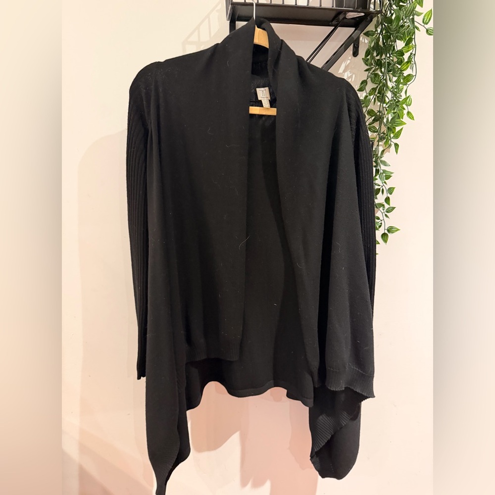 Tristan Black Women's Long Cardigan with Ribbed Sleeves. Size S/M.